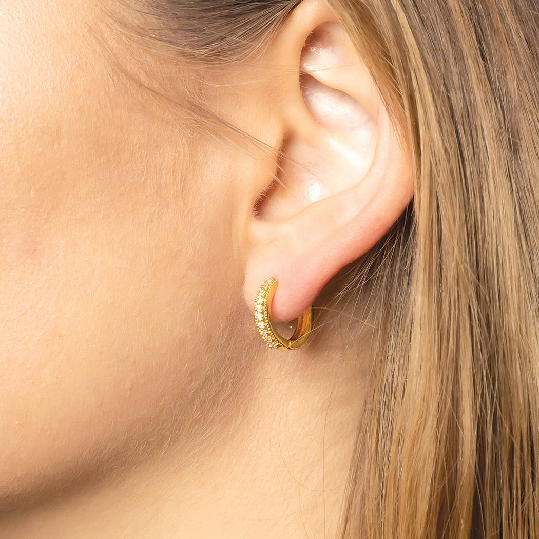 14K Gold-Dipped Paved Hoop Earring