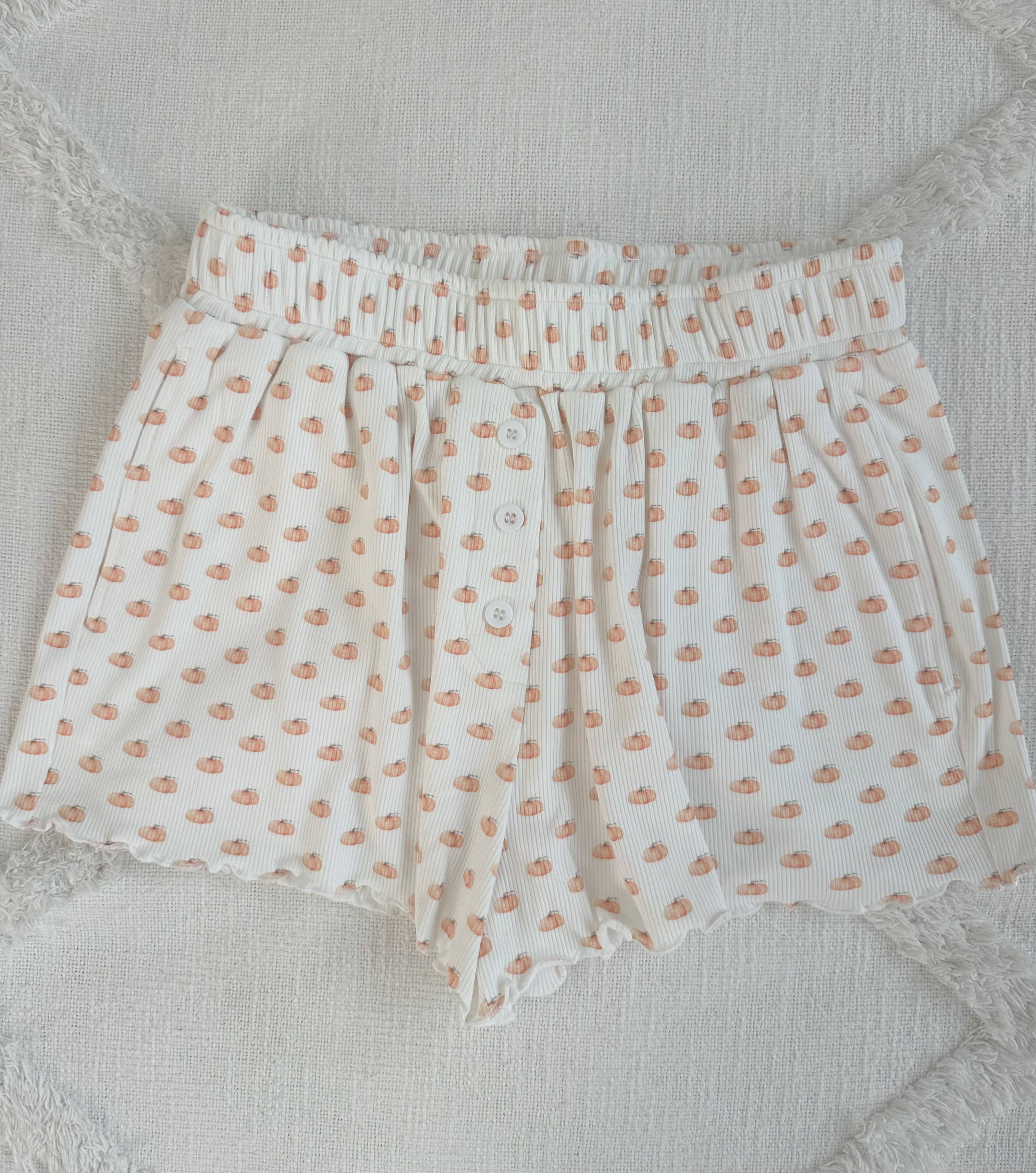 Pumpkin Autumn Fall Pajama Shorts