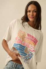 Soleil Beach Distressed Oversize Graphic Tee