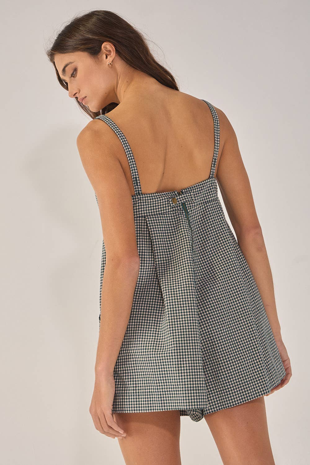 Sleeveless Plaid Relaxed Romper