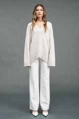 Mila V-Neck Sweater Pullover Oatmeal