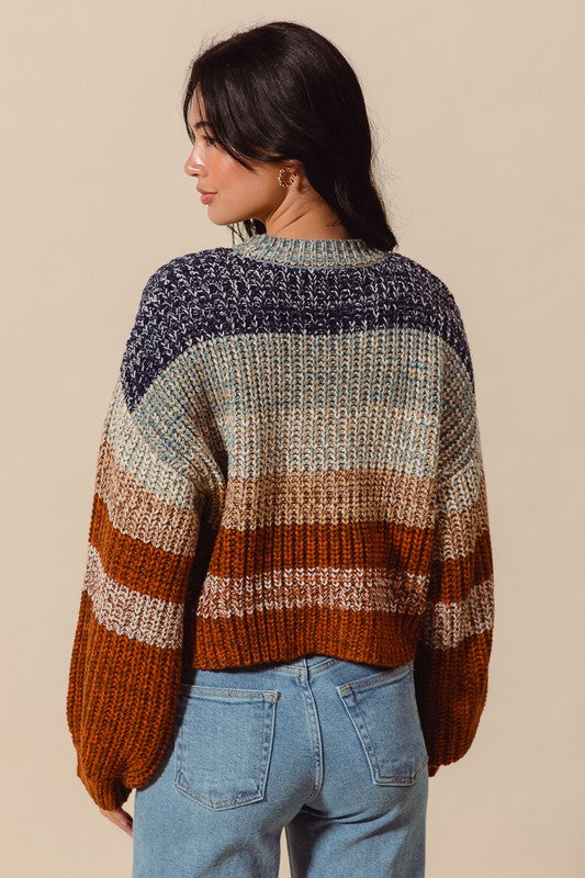 Striped Multi Color Crop Sweater
