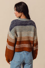Striped Multi Color Crop Sweater