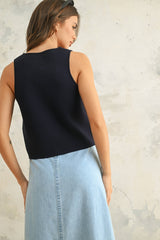 Metal Button Knit Vest