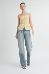 Button Down Bustier Tube Top