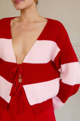 Bella Pink + Red Cardigan