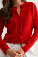 Knit Wool Cardigan - Red