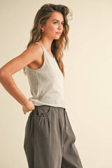 Pointelle Mini Ruffle Top
