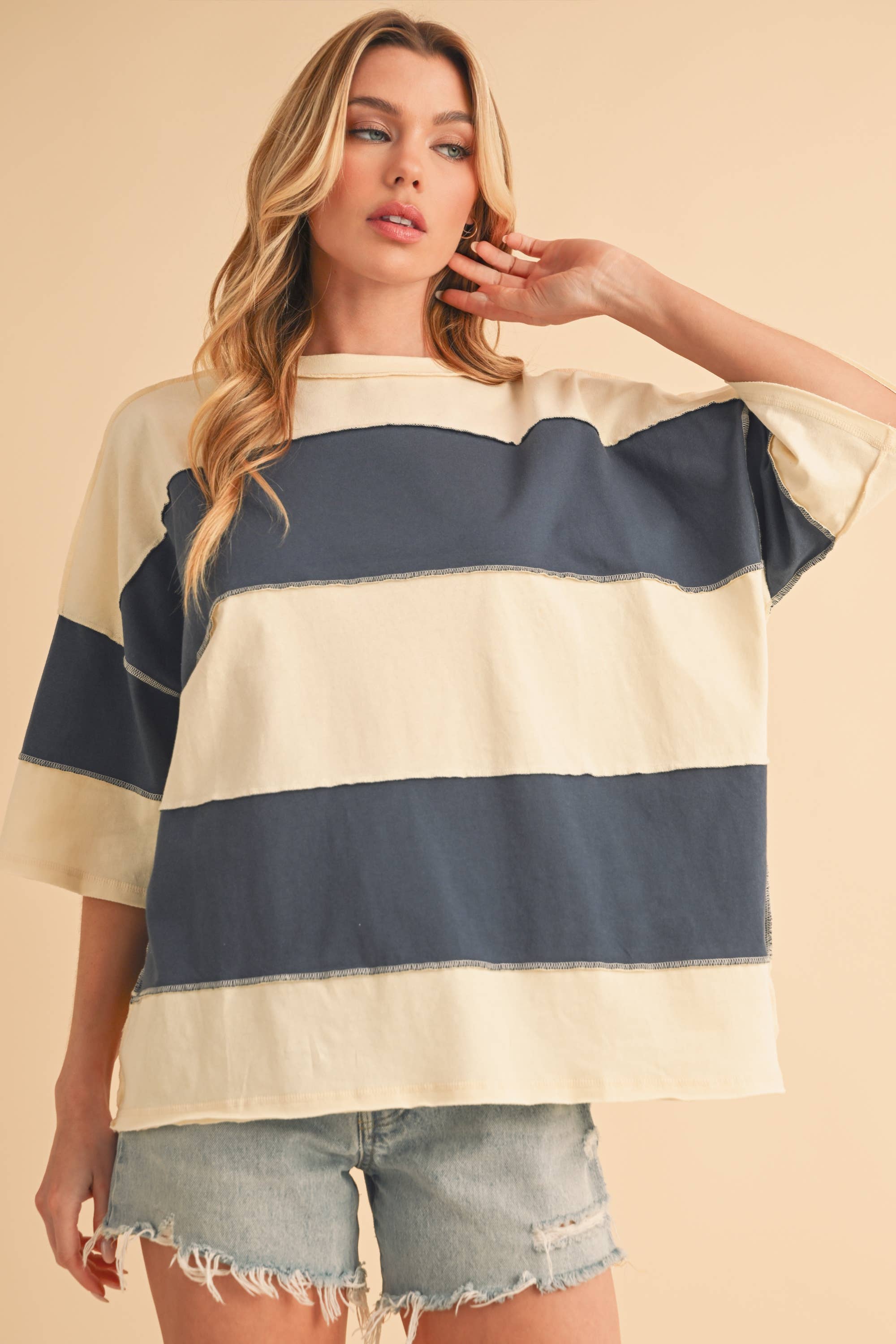 Polly Color Block Top Tee Shirt
