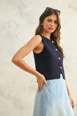 Metal Button Knit Vest