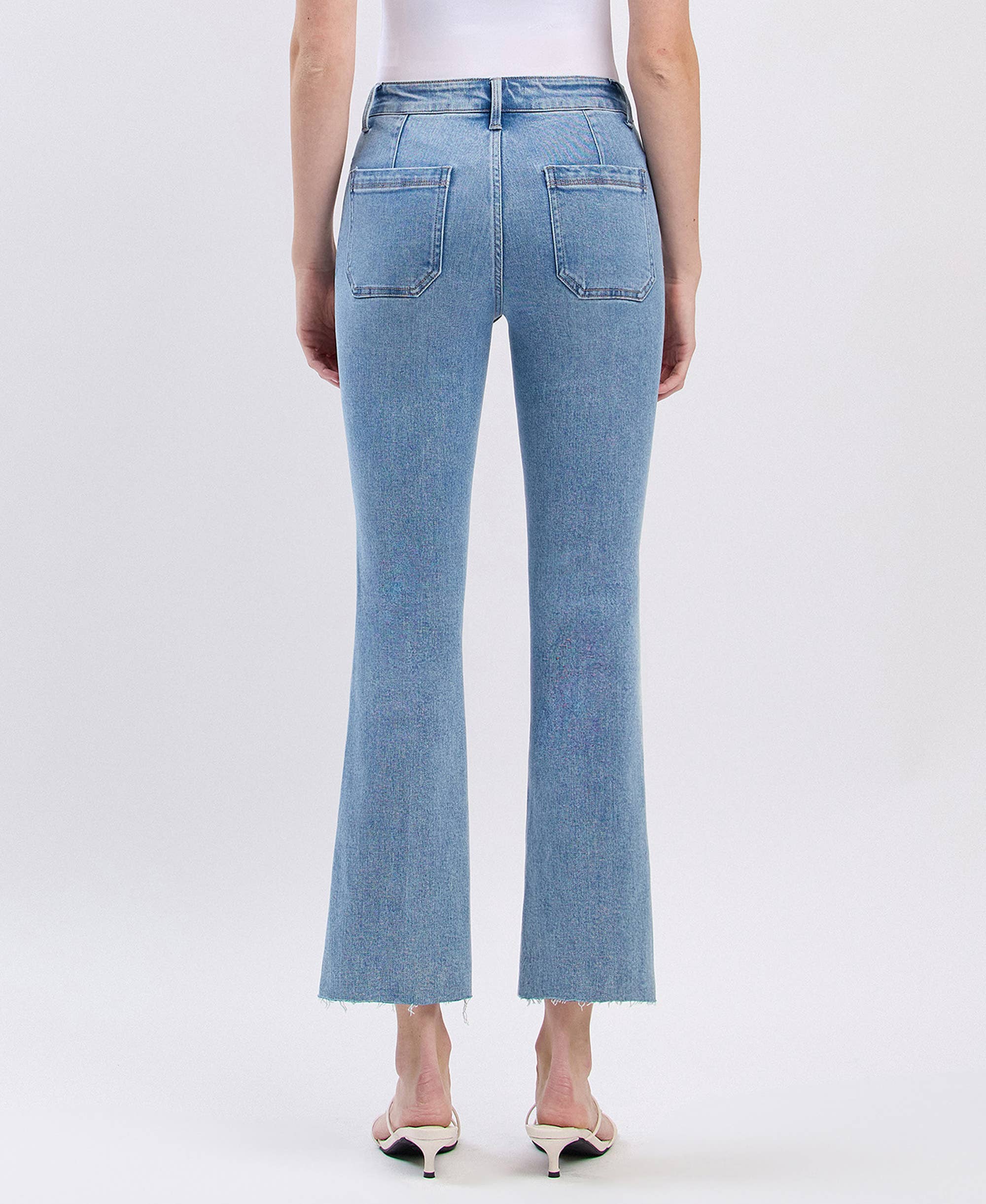 Patch Pocket Crop Flare Jeans