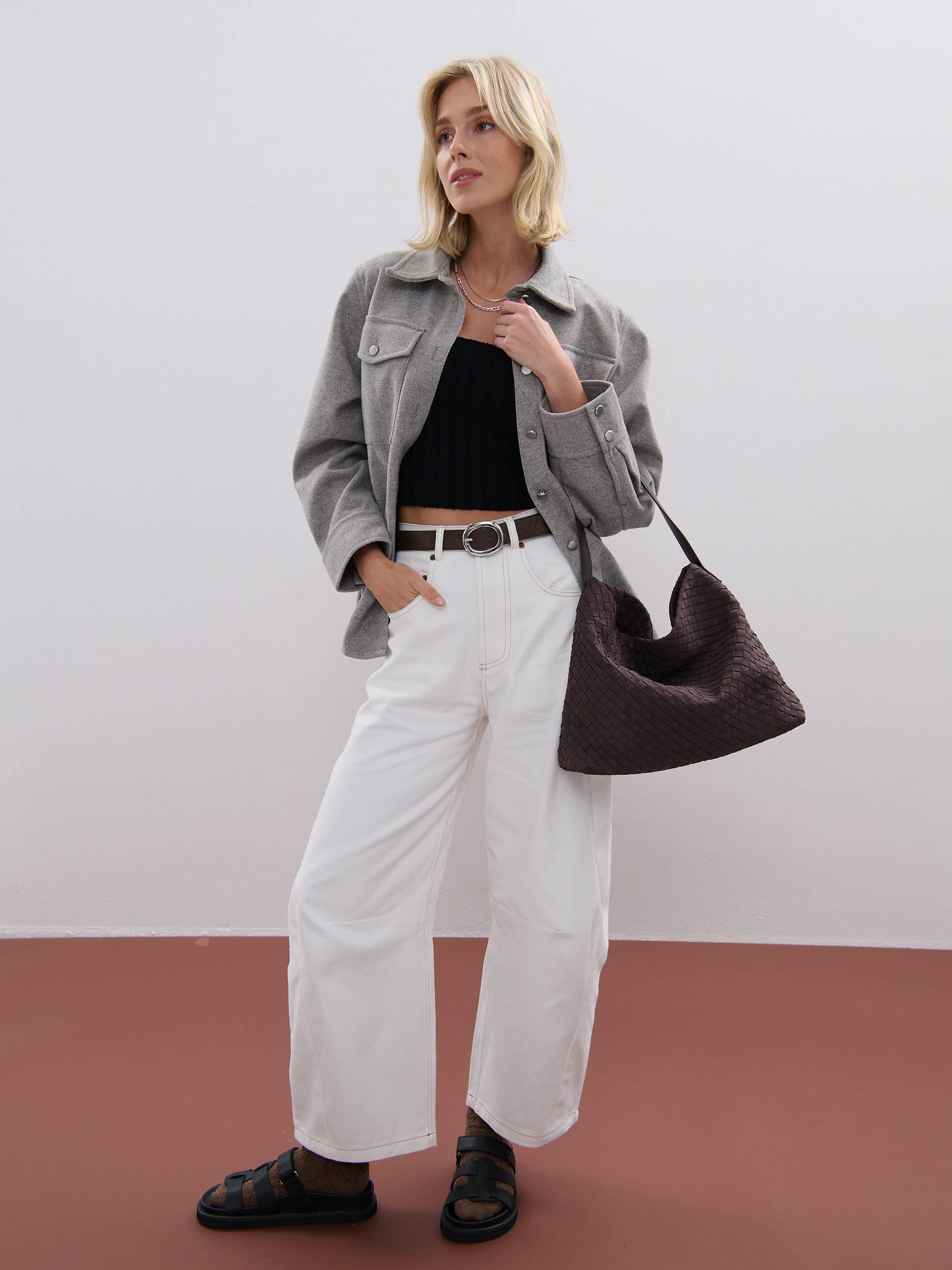 Calla Woven Handbag in Brown