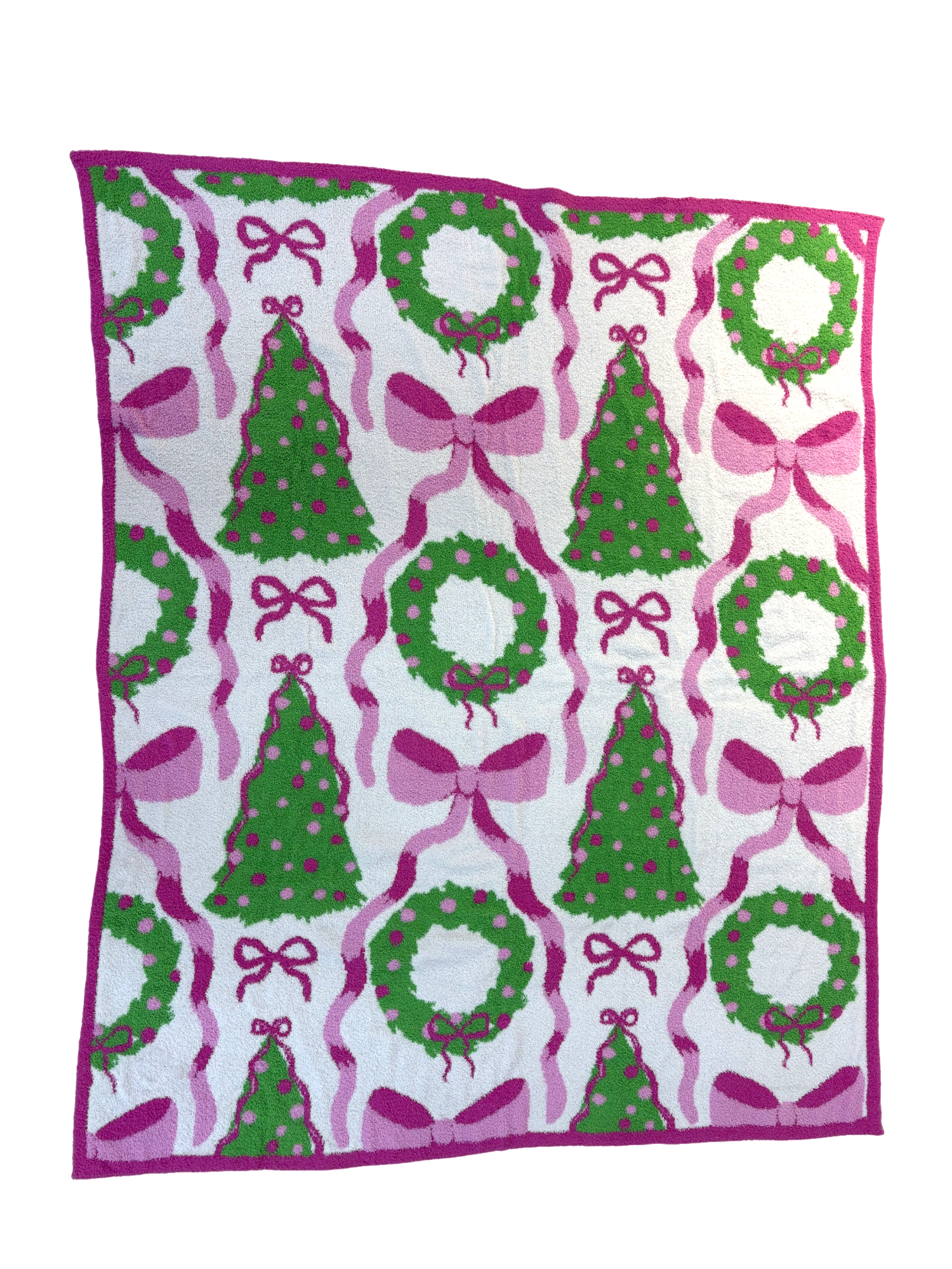 Holiday Wreaths and Trees Luxe Throw Blanket