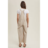 Gingham Denim Overall - Cream/Taupe