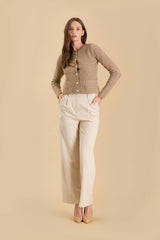 Round Neck Gold Button Cardigan