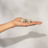 Metal Clam Shell Hair Clip 2pc Set - Gold & Pearlized Cream