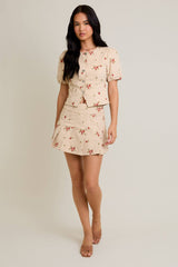Floral Twill Mini Skirt