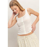Button Front Ribbed Tank Top