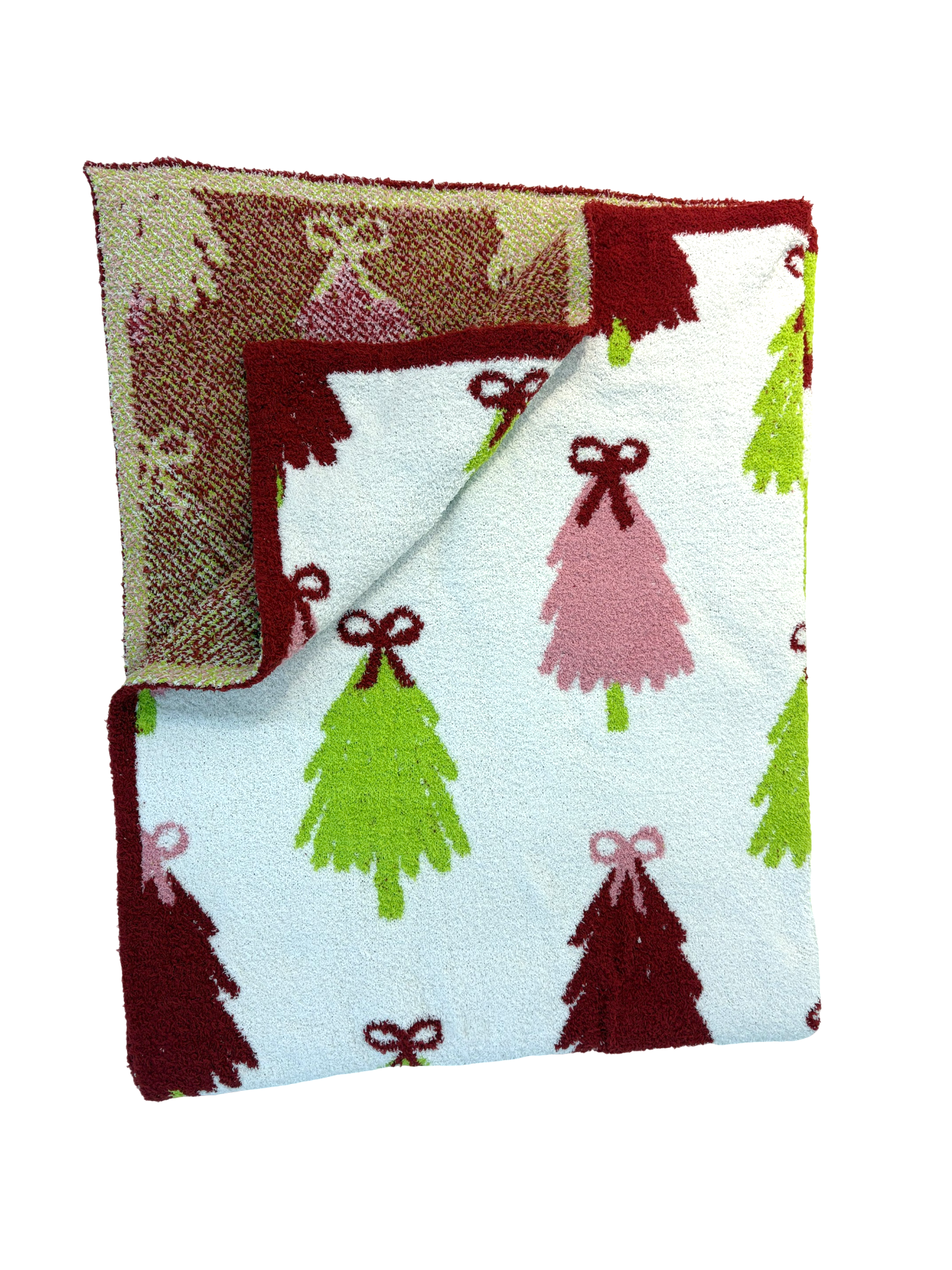 Colorful Christmas Trees Luxe Throw Blanket