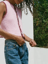 Contrast Stitched Button-Down Knit Vest