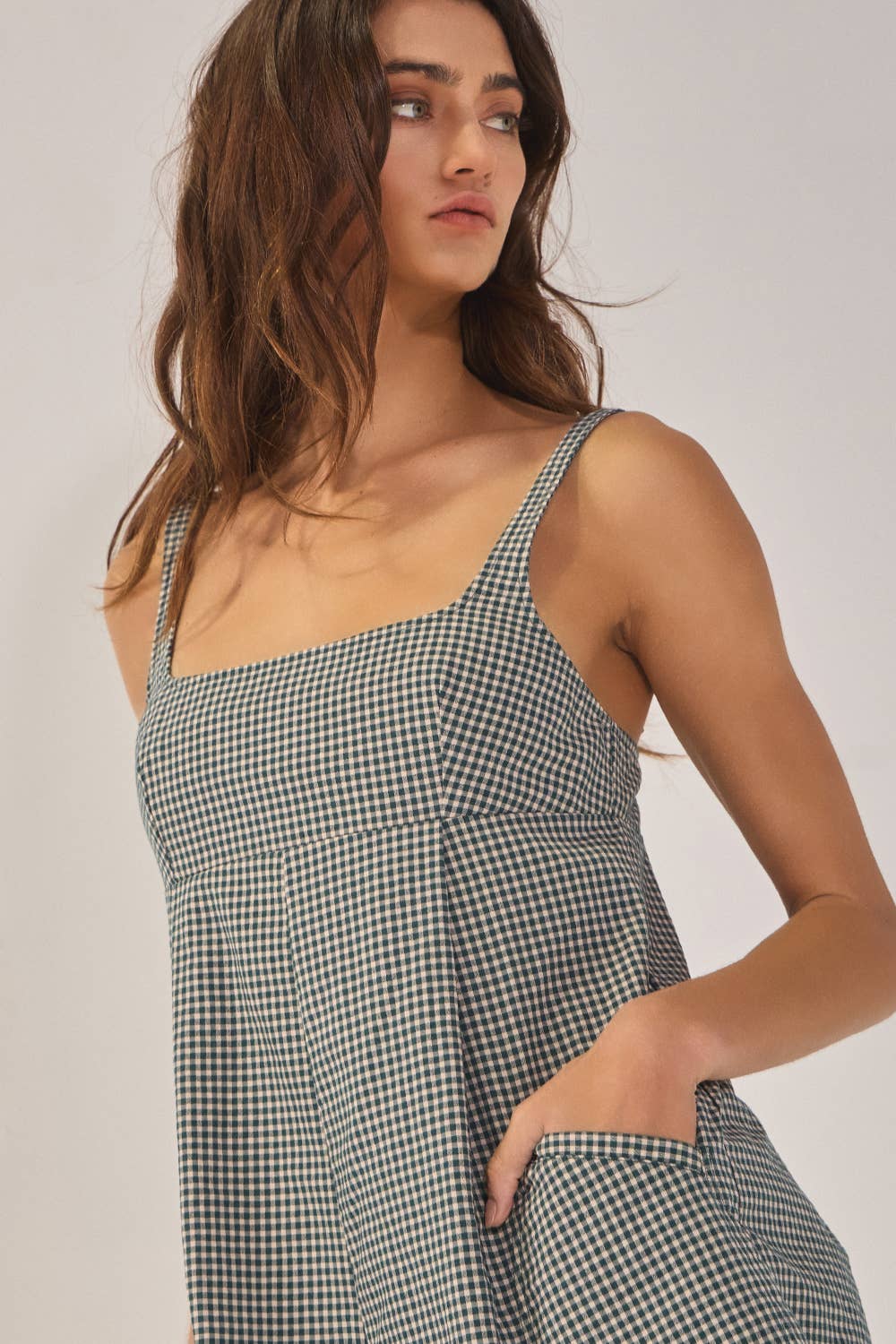 Sleeveless Plaid Relaxed Romper
