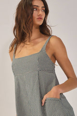Sleeveless Plaid Relaxed Romper