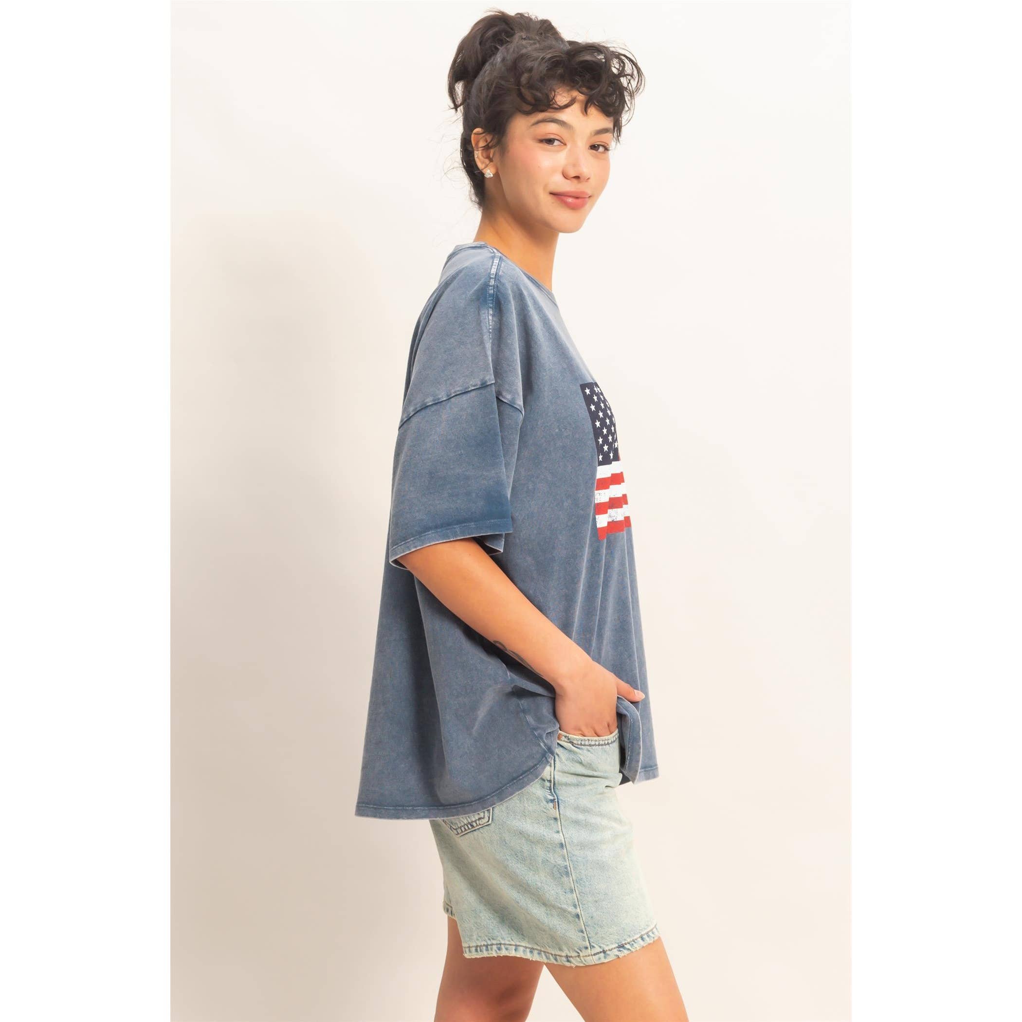Mineral Washed Flag Graphic Tee