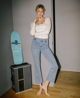 Patch Pocket Crop Flare Jeans