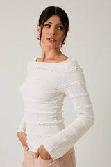 Bell Sleeve Brushed Lace Top