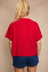 Round Neck Short Sleeve Sweater Cardigan