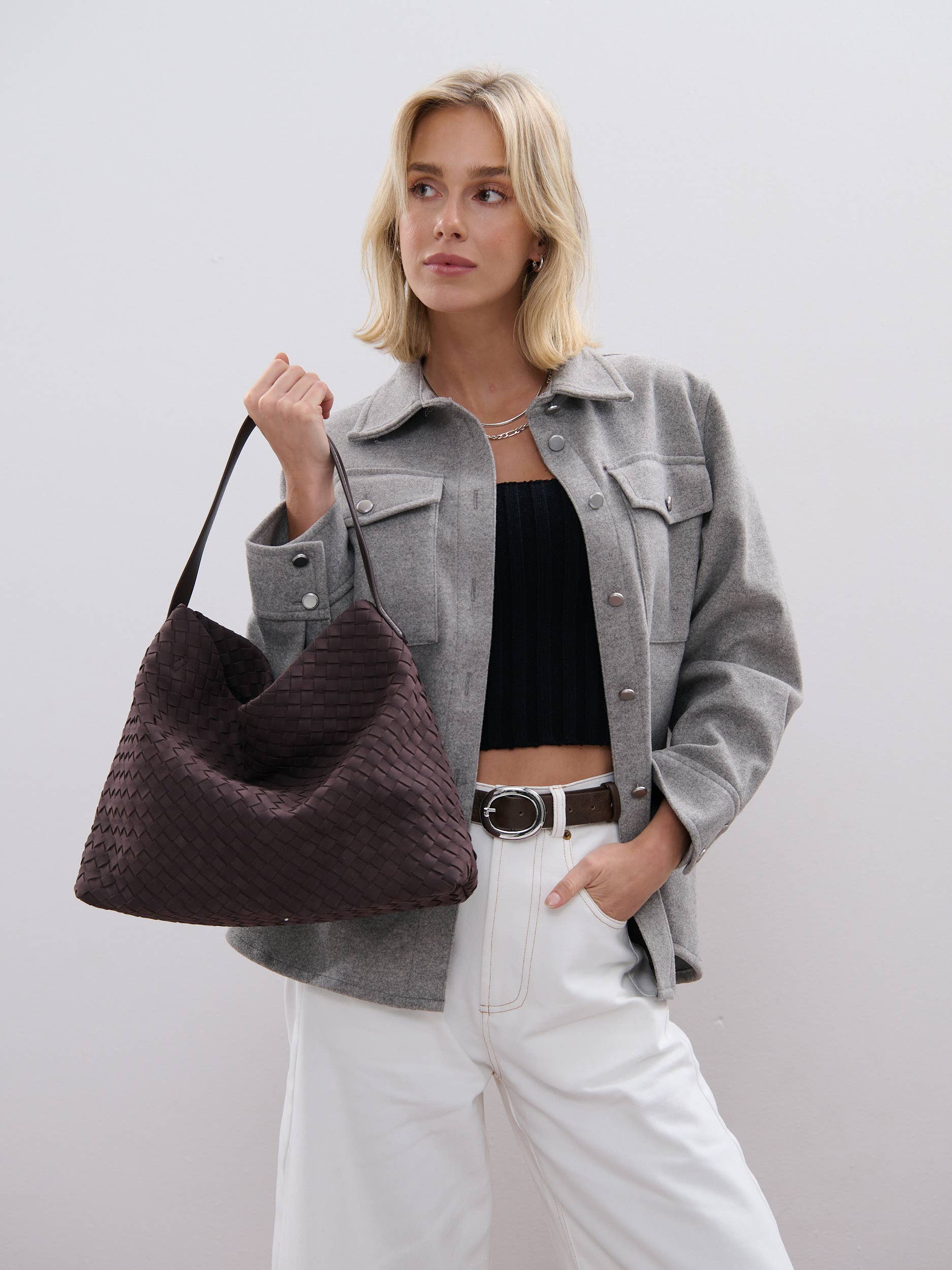Calla Woven Handbag in Brown