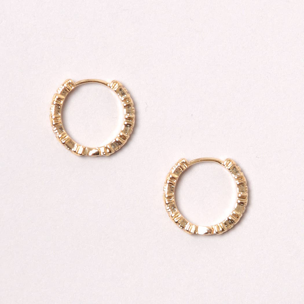14K Gold-Dipped Rhinestone Hoop Earring
