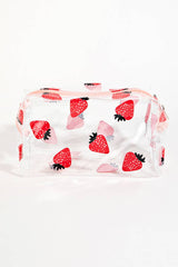 Clear Strawberry Vinyl Cosmetic Bag