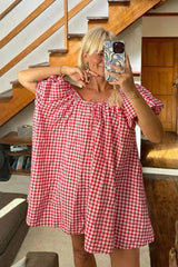 Red Gingham Babydoll Dress