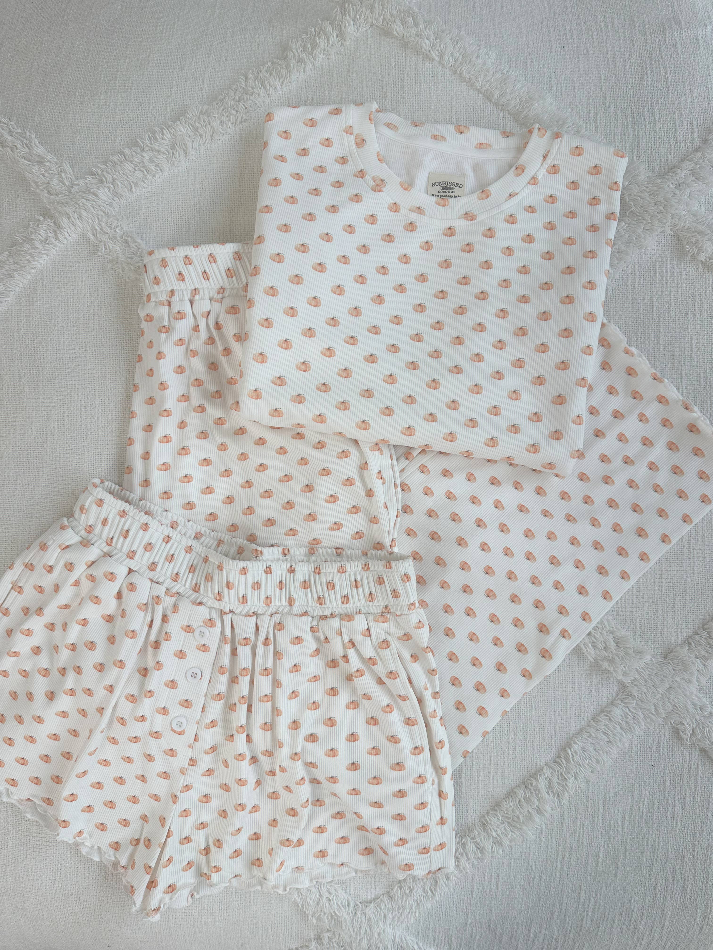 Pumpkin Autumn Fall Pajama Shorts