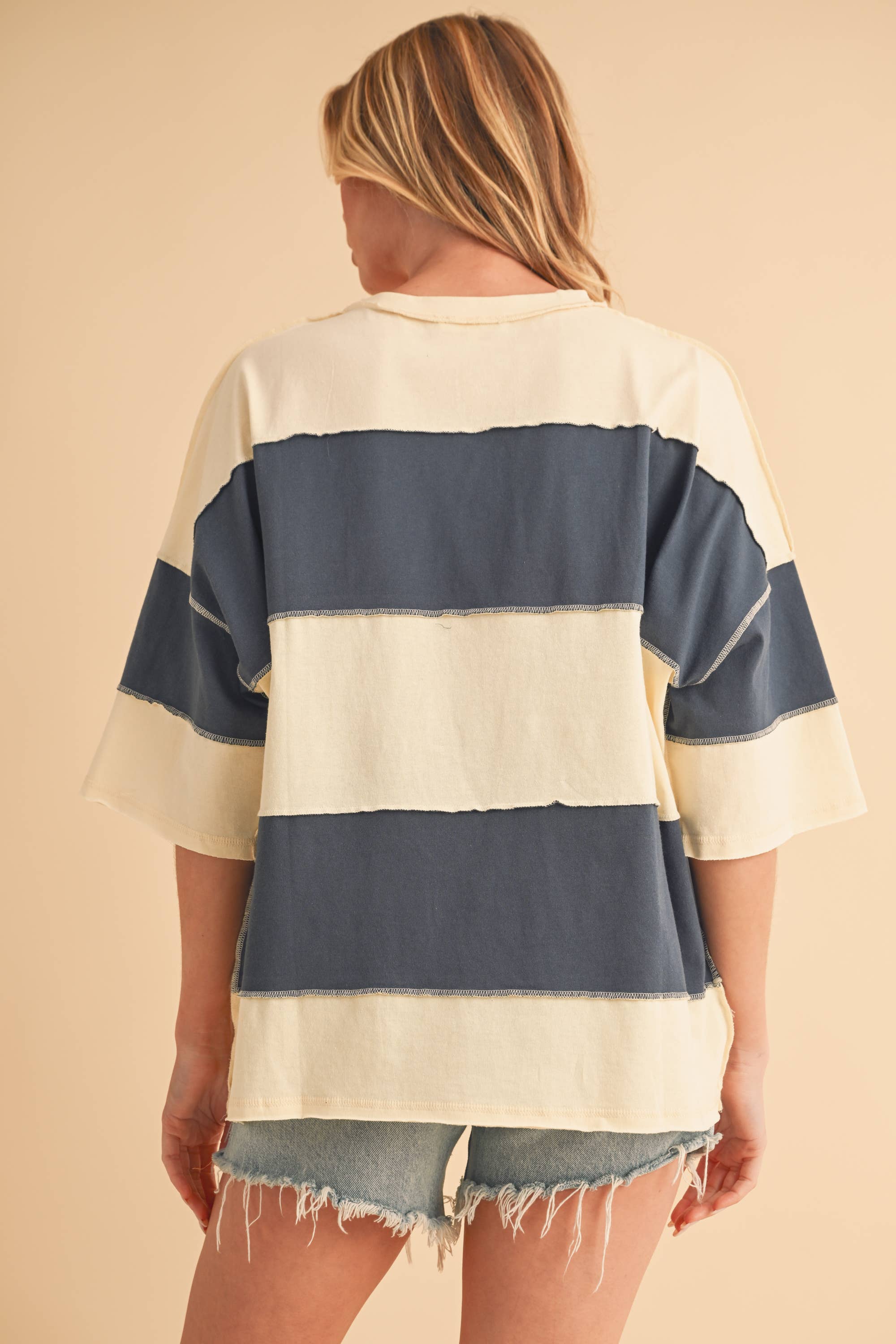 Polly Color Block Top Tee Shirt