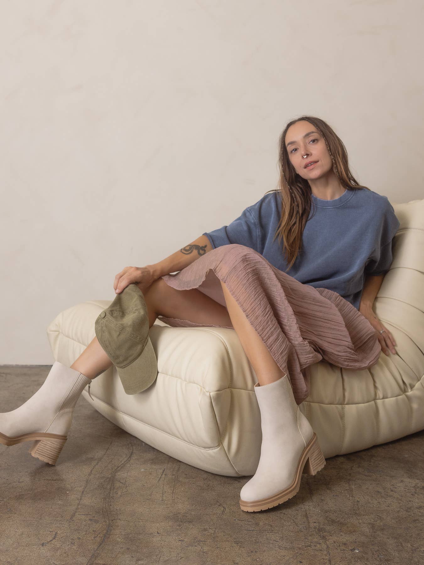 The Megan | Light Grey Lug Chelsea Bootie
