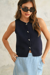 Metal Button Knit Vest