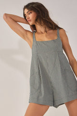 Sleeveless Plaid Relaxed Romper