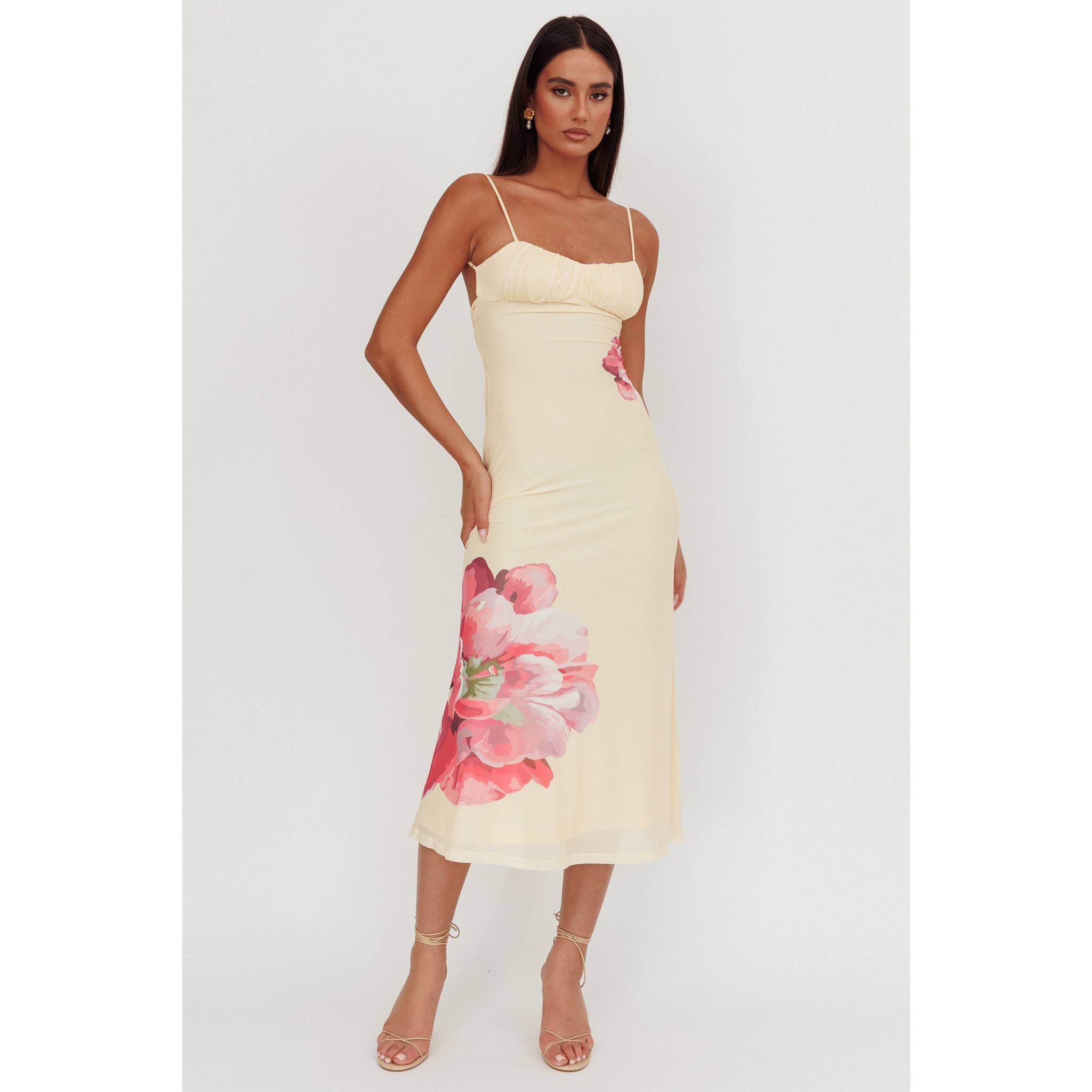 Floral Mesh Midi Dress