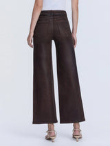 High Rise Chicory Coffee Coated Wide Leg Jeans