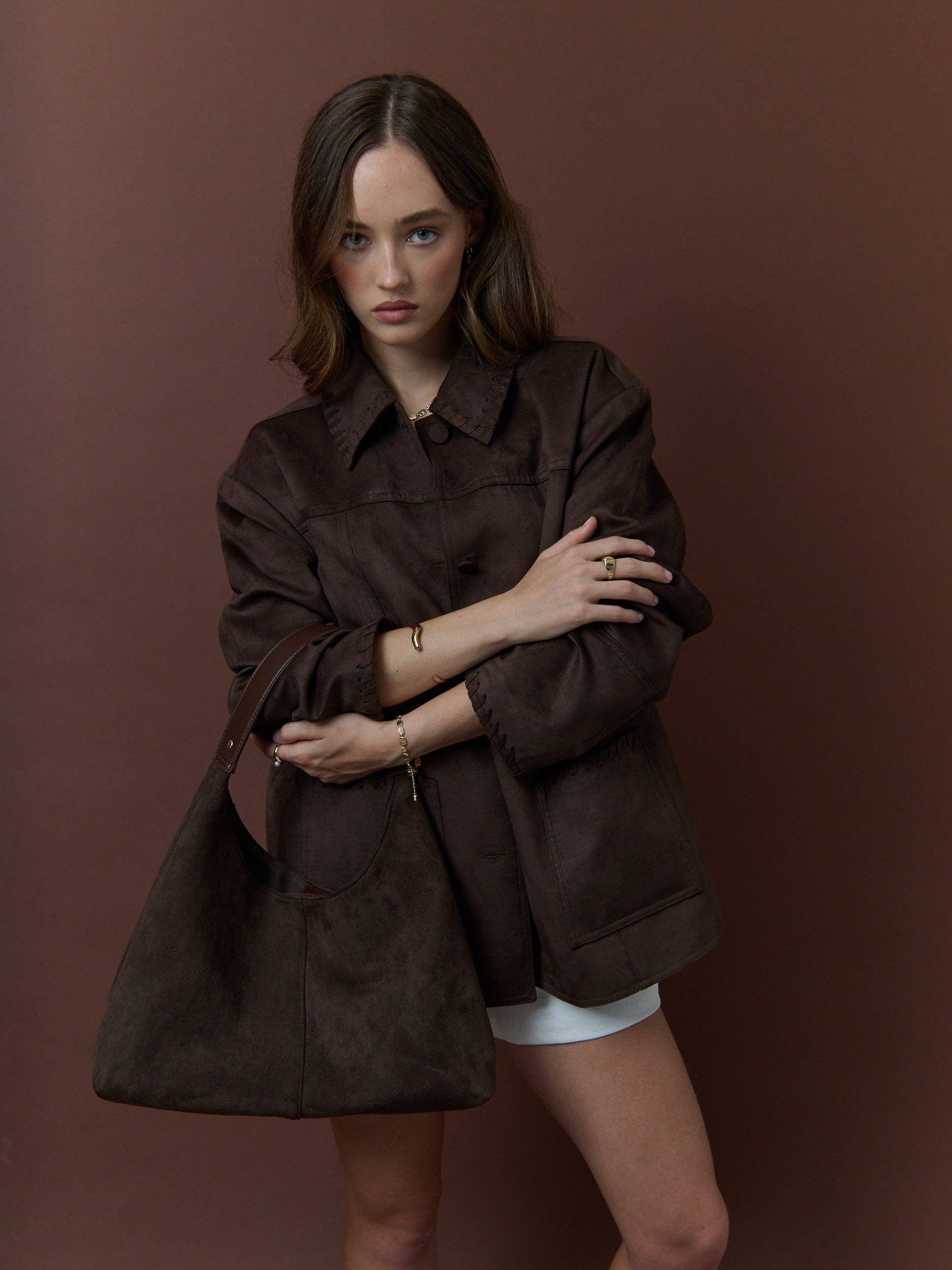 Kenny Suede Bag in Brown