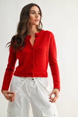 Knit Wool Cardigan - Red