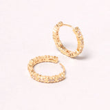 14K Gold-Dipped Rhinestone Hoop Earring