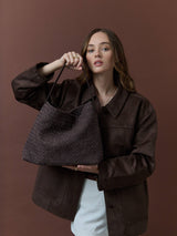 Calla Woven Handbag in Brown