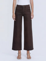 High Rise Chicory Coffee Coated Wide Leg Jeans