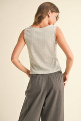 Pointelle Mini Ruffle Top