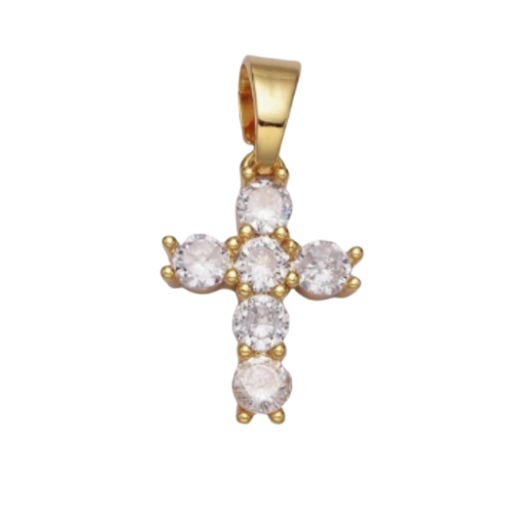 Small Cross with Thick Stones Charm