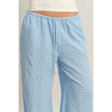 Gingham Drawstring Wide-Leg Pants
