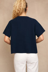 Round Neck Short Sleeve Sweater Cardigan